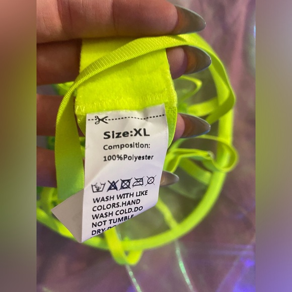 💛 Lemon-Lime Strappy Floral Mesh Bra & Panty set 💛 XL ✨ NEW, never worn! ✨ - Picture 11 of 12